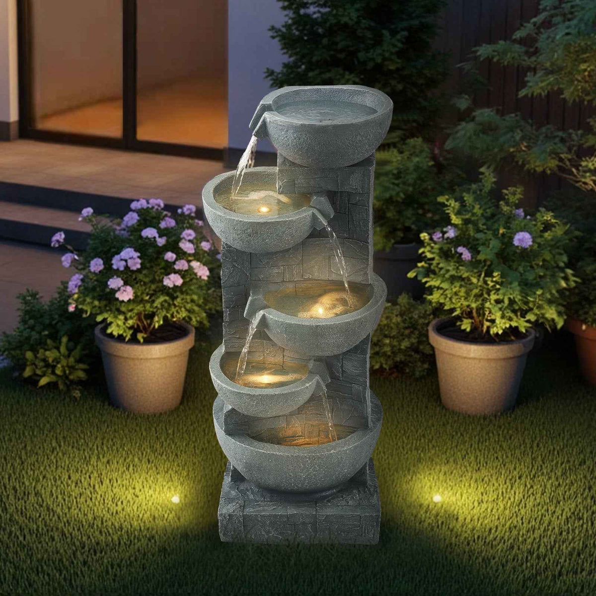 Cascading Water Fountain - 5-Tier Bowl Design for Tranquil Spaces