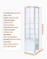 A white 9.8 Cu.Ft. NatureScape Living refrigerated display case, model XC-278L, with a glass door and multiple shelves.