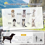 Black dog bike trailer & pet stroller image showing suitable medium-sized dog breeds with a 44 lbs weight limit.