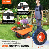 Electric Wheelbarrow - 500W Powered Garden Wagon with 573 lbs Capacity