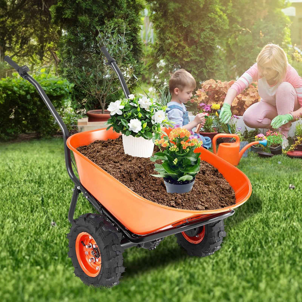 Electric Wheelbarrow - 500W Powered Garden Wagon with 573 lbs Capacity