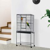 Enhance Your Bird's Life with the 30" Rolling Bird Cage Feeder - Complete with Stand, Storage, and Perches
