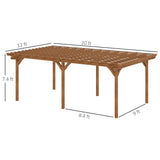 NatureScape Living's brown wooden 12x20 pergola with a slatted roof and 7.4 ft height, ideal for climbing plants.