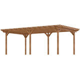 A sturdy NatureScape Living 12x20 wood pergola with a slatted roof and natural finish, ideal for climbing plants.