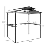 NatureScape Living's black double-tier roof grill gazebo with side shelves and utensil hooks.
