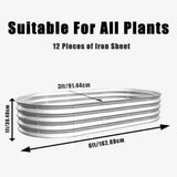 Galvanized Raised Garden Bed - 2Pcs 6x3x1ft Heavy Duty Kit