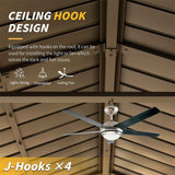 NatureScape Living Galvanized Steel Hardtop Gazebo shows J-hooks for lights or fans on its brown roof, with a fan installed.