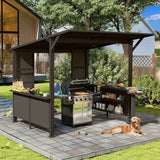 Galvanized Steel Hardtop Gazebo - 9X10FT BBQ Canopy with Storage