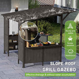 Galvanized Steel Hardtop Gazebo - 9X10FT BBQ Canopy with Storage
