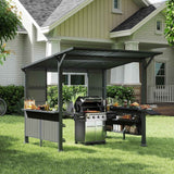Galvanized Steel Hardtop Gazebo - 9x10FT Outdoor BBQ Canopy