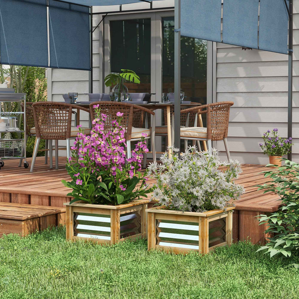 Galvanized Wood Raised Garden Bed: Durable Planter for Thriving Flowers, Herbs & Vegetables