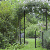 Garden Arch Trellis - 85" Metal Arbor with Gate for Climbing Vines