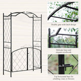 Garden Arch Trellis - 85" Metal Arbor with Gate for Climbing Vines