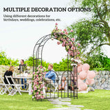 Garden Arch with Gate - 7.4ft Steel Garden Arbor Trellis