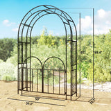 Garden Arch with Gate - 7.4ft Steel Garden Arbor Trellis