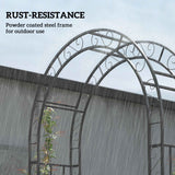Garden Arch with Gate - 7.4ft Steel Garden Arbor Trellis