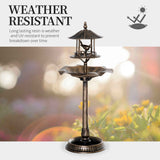 Garden Bird Bath - 3-in-1 Pedestal with Feeder & Planter in Bronze