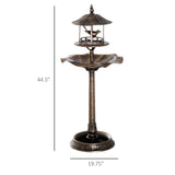 Garden Bird Bath - 3-in-1 Pedestal with Feeder & Planter in Bronze