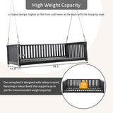 The TOPMAx Minimalist Twin Size Porch Swing bed in black features a slatted design and a high 350 lbs weight capacity.