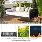 The black TOPMAx Minimalist Twin Size Garden Swing Bed, highlighted as 'Comfortably Spacious,' is an ideal outdoor retreat for lounging or stargazing.