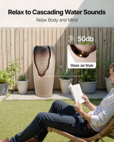 Glazed Jar Fountain - Elegant 1-Tier Outdoor Water Feature