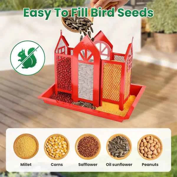 Hanging Bird Feeder - Classic Barn Design for Your Garden