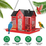 Hanging Bird Feeder - Classic Barn Design for Your Garden