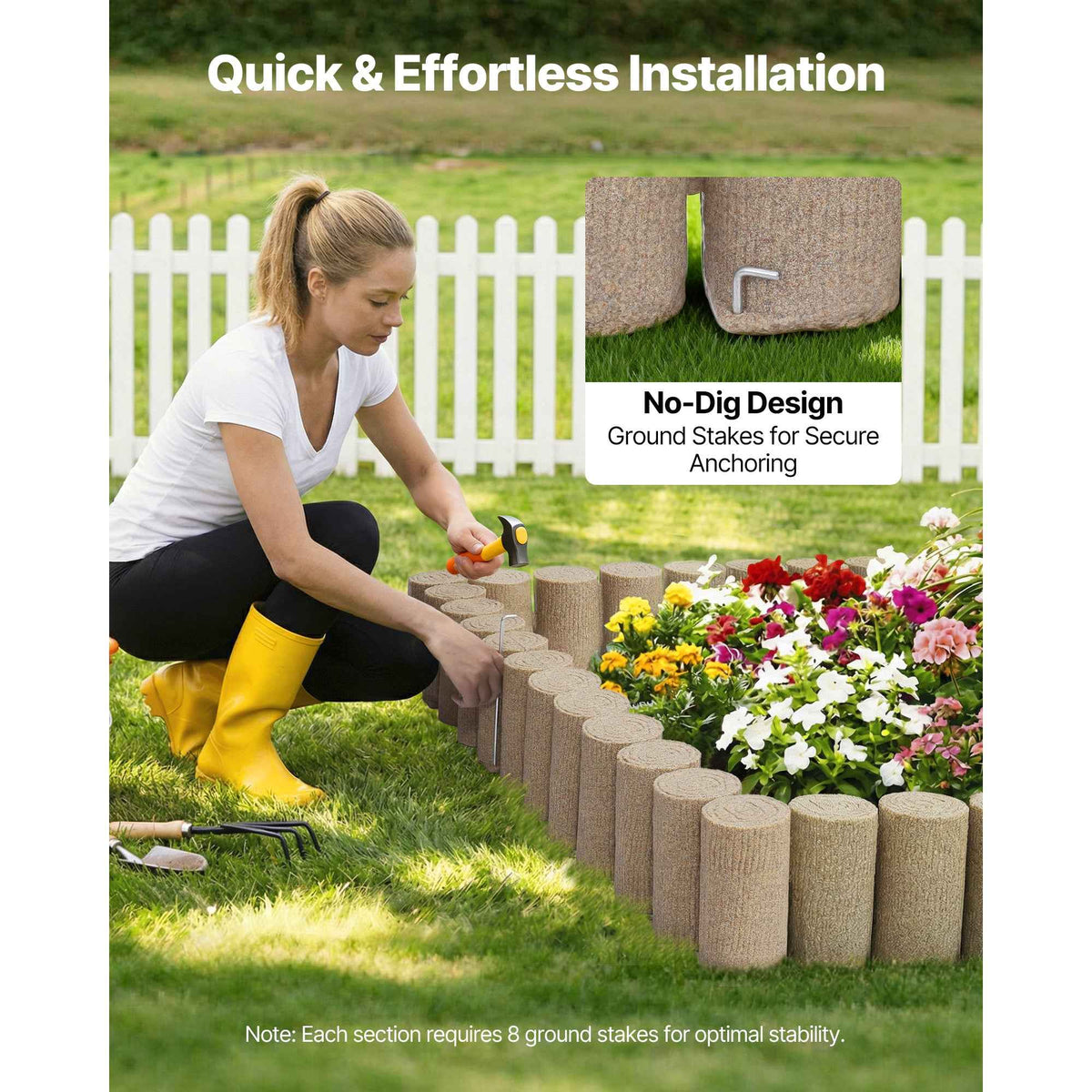 Landscape Edging - Faux Wood 13.7 Ft Garden Edging Kit