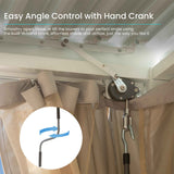 The NatureScape Living Louvered Pergola shows its internal hand crank mechanism for easy adjustment of white louvers.