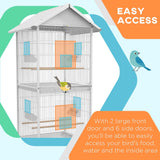 Metal Bird Cage with Rolling Stand - Spacious & Stylish 67" High Feeder