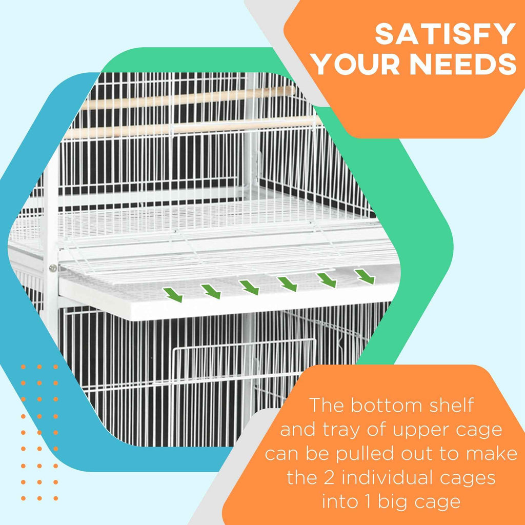 Metal Bird Cage with Rolling Stand - Spacious & Stylish 67" High Feeder