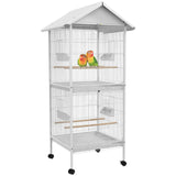 Metal Bird Cage with Rolling Stand - Spacious & Stylish 67" High Feeder