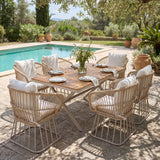 Outdoor Dining Set - 7-Piece Rectangular Teak Wood Table & Chairs