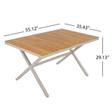 Outdoor Dining Set - 7-Piece Rectangular Teak Wood Table & Chairs