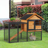 Outdoor Rabbit Hutch: Spacious Elevated Pet House with Slide-Out Tray