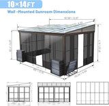 Outdoor Sunroom: 10x14FT All Season Wall Mounted Solarium
