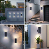 Outdoor Wall Light - 12in Modern Square Cylinder Up Down Lights