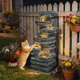 Outdoor Waterfall Fountain - 40" Tall Cascading Fountain with LED Lights