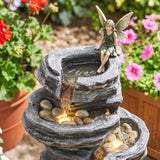 Outdoor Waterfall Fountain - 40" Tall Cascading Fountain with LED Lights