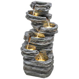 Outdoor Waterfall Fountain - 40" Tall Cascading Fountain with LED Lights