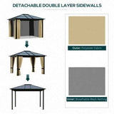 NatureScape Living's Patio Gazebo, showing its detachable double-layer sidewalls made of beige polyester fabric and inner grey mesh netting.