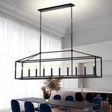 Pergola Chandelier - 10-Light Farmhouse Pavilion Rectangular in Black