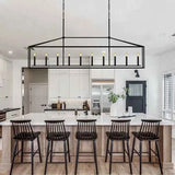 Pergola Chandelier - 10-Light Farmhouse Pavilion Rectangular in Black