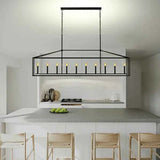 Pergola Chandelier - 10-Light Farmhouse Pavilion Rectangular in Black