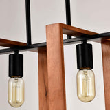 Pergola Pendant Lights - 4-Light Rustic Wood & Black Metal Chandelier