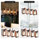 Pergola Pendant Lights - 4-Light Rustic Wood & Black Metal Chandelier