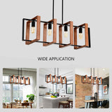 Pergola Pendant Lights - 4-Light Rustic Wood & Black Metal Chandelier