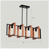 Pergola Pendant Lights - 4-Light Rustic Wood & Black Metal Chandelier