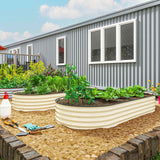 Raised Garden Bed Set - 7' X 3' X 1' with Metal Stakes, 2PCS - Cream White