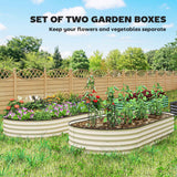 Raised Garden Bed Set - 7' X 3' X 1' with Metal Stakes, 2PCS - Cream White